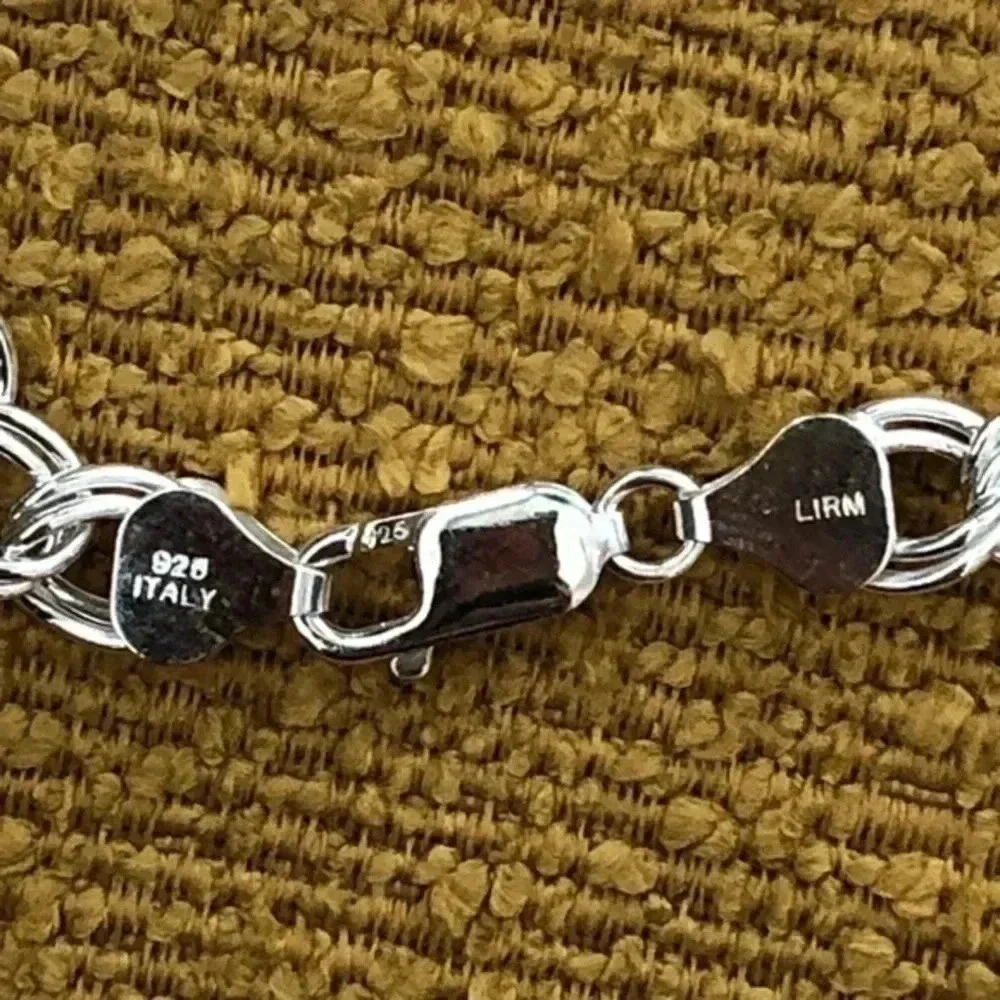 Ladies Made in Italy Solid 925 Sterling Silver Double Curb Chain Bracelet NWT